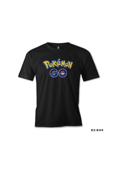 Pokemon Go  Logo Baskılı Siyah Erkek Tshirt 001