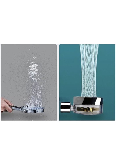 Turbo Duş Başlığı Basınçlı Yağmurlama Stop Düğmeli Renkli Pervaneli Su Tasarruflu Banyo Duş Alosu Diğer
