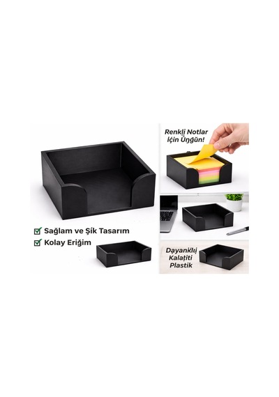 Sade Tasarım Not Kağıdı Standı Masaüstü Küp Notluk Tutucu Sert Plastik Not Organizer Ofis & Masa Çok Renkli