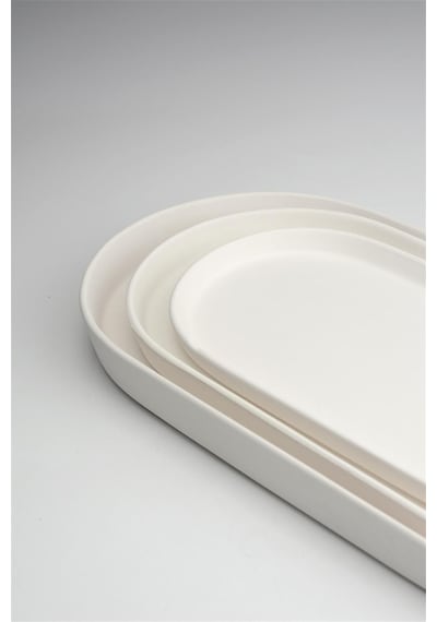 Dik Kenarlı Oval Tabak Seramik Bisküvi - 41 X 20.5 Cm - Ham Ürün Boyanabilir Obje