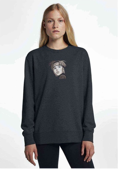 Naruto Anime Baskılı Füme Antrasit Kadın Sweatshirt (528382504)