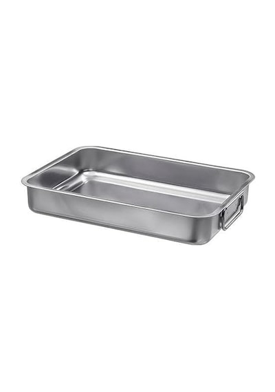 Tr Metal Kare Fırın Kabı 24x34 Cm Paslanmaz Çelik Kulplu Kare Fırın Pişirme Tepsisi Diğer