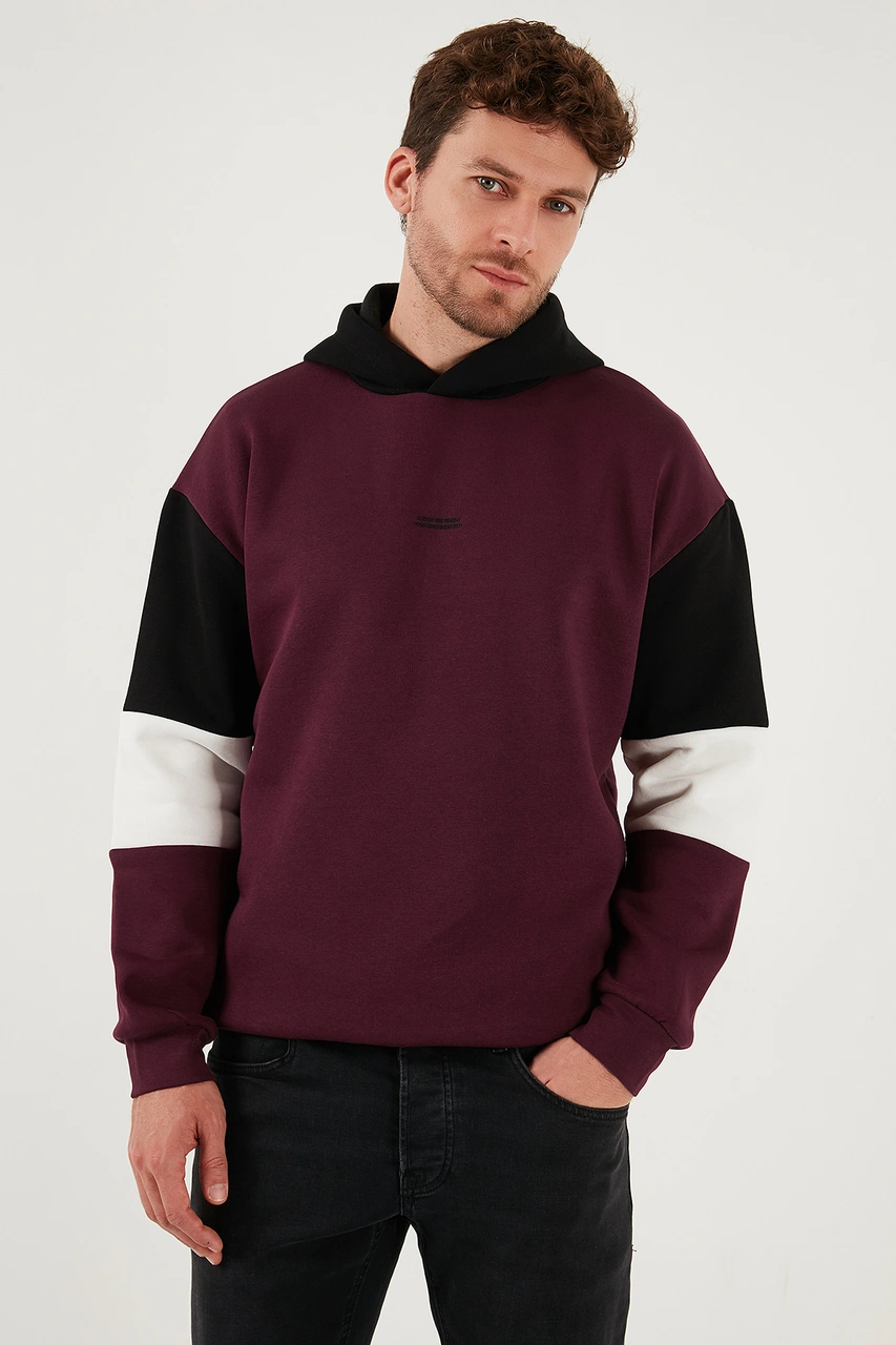 Buratti Pamuklu Relaxed Fit Kapüşonlu Içi Tüylü Yumuşak Şardonlu 2' Li Paket Erkek Sweat 5905299S2 Ekru-Vişne