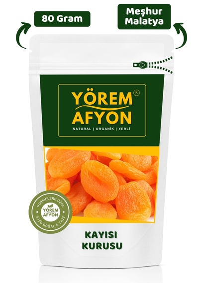 Yörem Afyon Meşhur Malatya Güneşte Kurutulmuş Etli Jumbo Boy Vegan Kayısı Kurusu, Şekerpare 80gr. 80 G