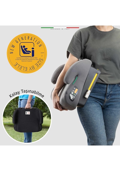 Elele Grandefix I-size Yükseltici Oto Koltuğu İsofix 125-150 Cm 15-36 Kg Gri