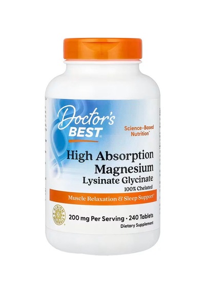 Doctor's Best High Absorption Magnesium Glycinate Lysinate Chelated Albion Traacs 240 Tablet