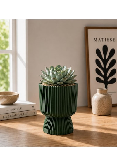 Omnipazar So-ltsa01 Lotus Ayaklı Plastik Vazo Çiçek Saksı 1.8 Litre No: 1 Yeşil