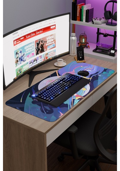 Aino Genshin Impact Anime Oyuncu V2 - 90x40 Xxl Gaming Mouse Pad Fare Altlığı