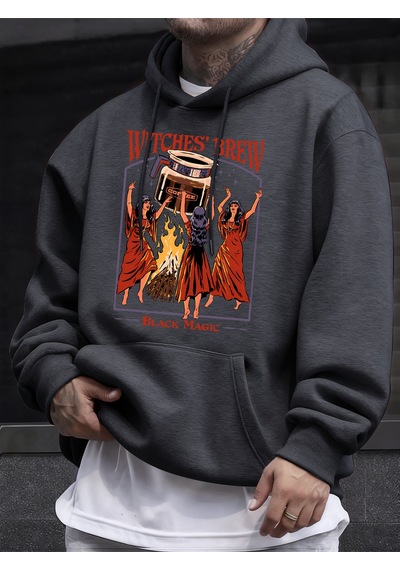 Startmore Startmorecadılar Brew Black Magic Baskılı Erkek Kazak Rahat Kazak Gevşek Trendy Tüm Maç Hoody Unisex S Antrasit
