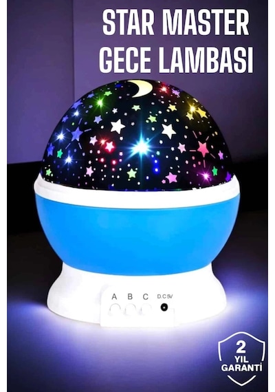 Yıldızlı Gökyüzü Projeksiyon Gece Lambası Hareketli Işık Şovu Çok Renkli 06483358