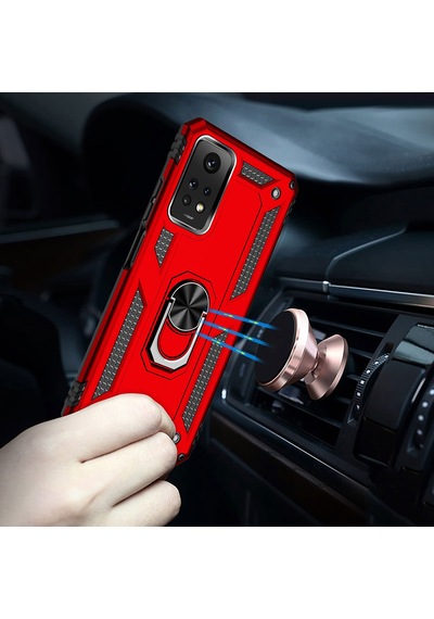 Xiaomi Redmi Note 12 Pro 4g Kılıf Kamera Koruyucu Manyetik Standlı Tank Koruma Pazarplus Kırmızı