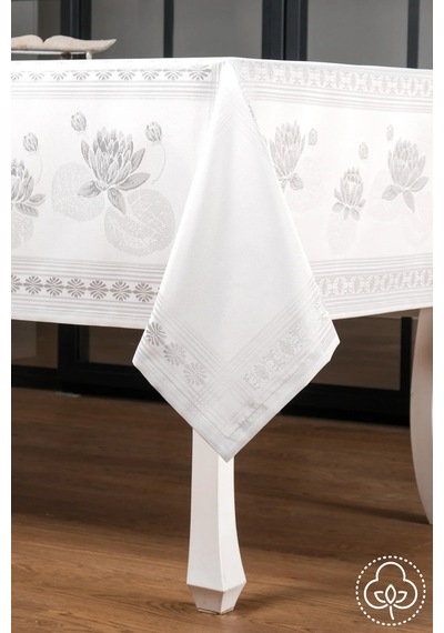 Nilüfer Lüx Jakar Kumaş Gri Masa Örtüsü Dikdörtgen 160x320 Cm - 1090 Çok Renkli