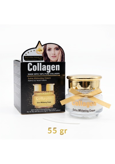 Collagen Extra Whitening Lüks Yüz Kremi 55 G Avokado Yağı, E Vitamini & Yaban Mersini Özlü Yoğun Nemlendirici, Aydınlatıcı Yüz Bakım Kremi