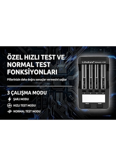 Liitokala Lii-500 4 Yuvalı Akıllı Pil Şarj, Deşarj Ve Kapasite Test Cihazı