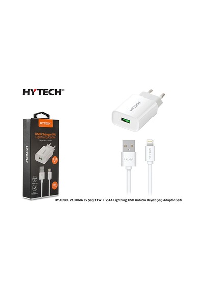Hytech Hy-xe26l 2100ma Ev Şarj 11w + 2,4a Lightning Usb Kablolu Beyaz Şarj Adaptör Seti