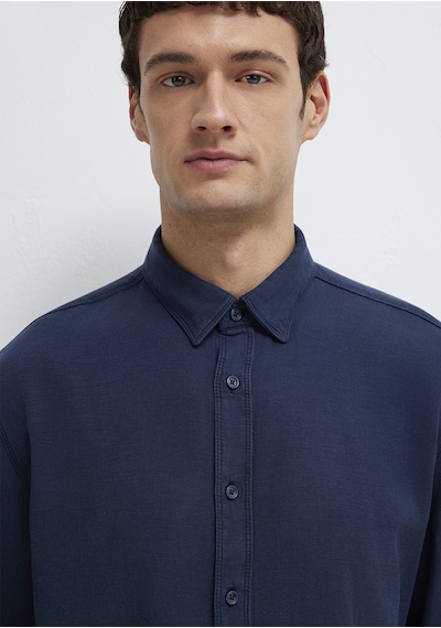 Mavi - Keten Karışımlı Lacivert Tencel Tm Liyosel Gömlek 0211482-70490 Lacivert