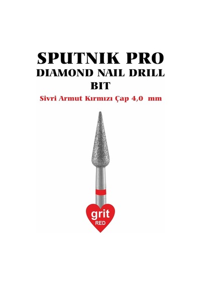 Elmas Sivri Armut Freze Kırmızı Çap 4,0mm