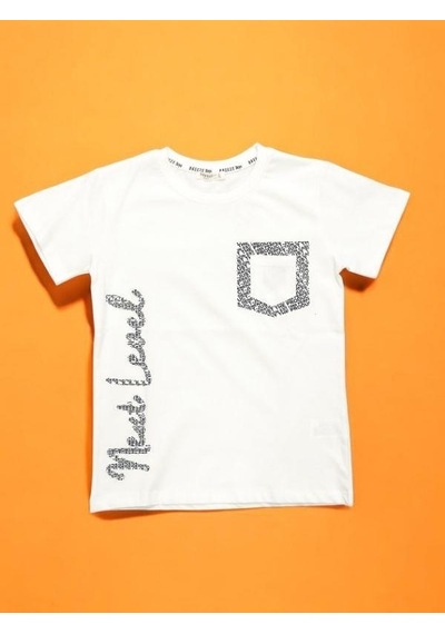 Breeze Erkek Çocuk Pamuklu Cep Detaylı Yarım Kol T-shirt-15705 Beyaz