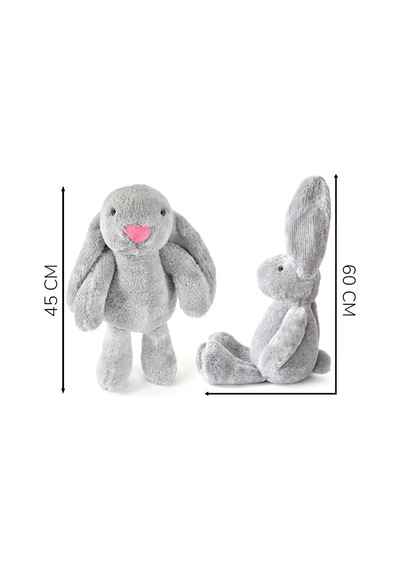 Özgüner Oyuncak Peluş Tavşan 60 Cm Büyük Boy - Yumuşak Sarılmalık Tavşan Oyuncak Gri