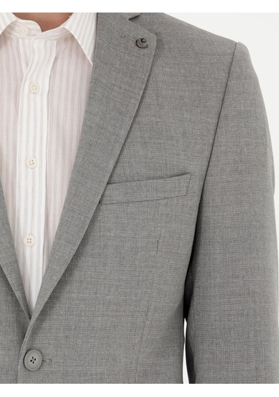 Cacharel Gri Slim Fit Yün Klasik Ceket