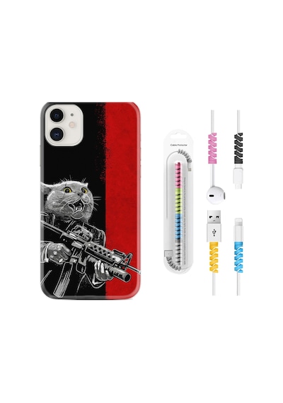 Apple Uyumlu iPhone 13 Mini Kılıf Kablo Koruyuculu Çılgın Kedi 1674