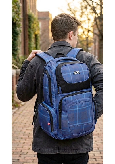 Sol - Crosshatch Unisex Sırt Çantası Mavı/sıyah