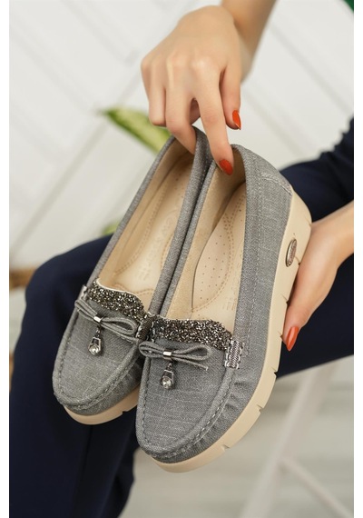 Nesil Shoes Nstar 400 Gri Kot Anatomik Günlük Kadın Ayakkabı-gri Kot Gri