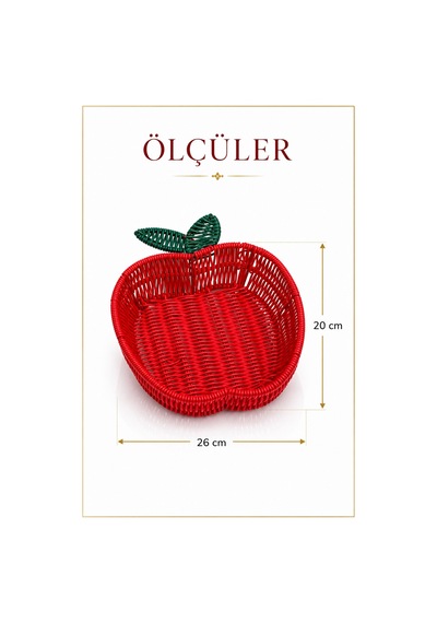 Ekmek Sepeti Kiraz Şeklinde Hasır Detaylı 26x20 Cm Kırmızı
