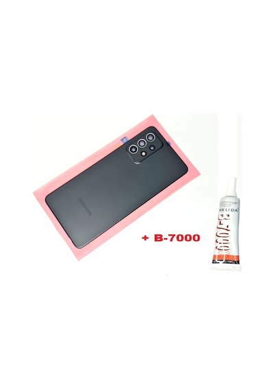 Samsung Galaxy Uyumlu A52 A525 Arka Pil Batarya Kapağı Full Kamera Lensli+b-7000 Siyah