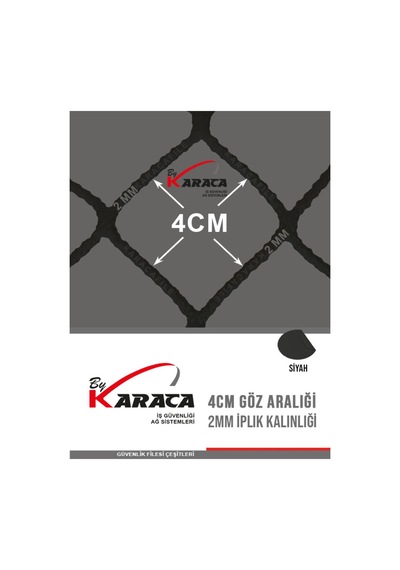 Kedi Güvenlik Filesi 3x10 Metre - Siyah Renk, 2mm Ip Kalınlığı, 4x4 Cm Gözenek