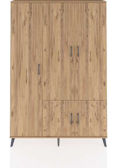 Arges Dolap 7 Raflı 5 Kapaklı Tek Askılı 132x30x195 Çam-çam/çam Çam