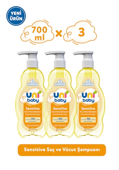 Uni Baby Sensitive Saç Ve Vücut Şampuanı 700 ML 3'lü