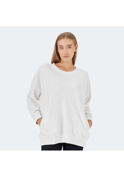 Slazenger VIKENTI SW Oversize Kadın Cepli Oversıze Beyaz Sweatshirt