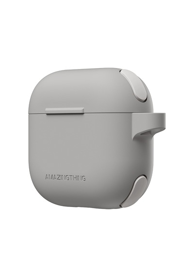 Apple Uyumlu AirPods 4 Kılıf Amazingthing Airbag Köşe Tasarımlı Omni Serisi Silikon Kılıf Gri