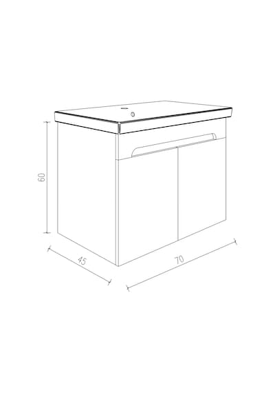 Lode Bath Irma Lavabolu Alt Banyo Dolabı, Kapaklı Banyo Alt Dolabı,seramik Lavabo Dahil 60 Cm Kumtaşı