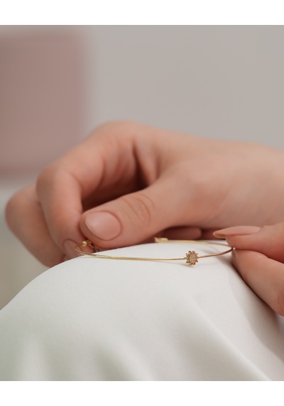 Debora Jewelry 14 Ayar Altın Güneş Detaylı Kelepçe Bileklik
