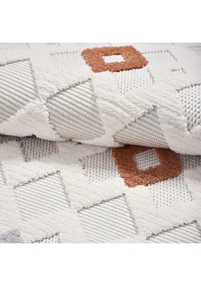 Bespoky Geometrik Modern Salon Halısı Makine Dokuma Krem