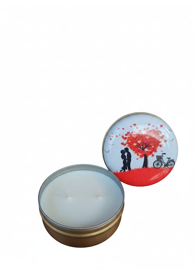 Boho Bloom Gül & Yasemin Kokulu El Yapımı Soya Mumu Happy Blaze Candle Kırmızı - Beyaz