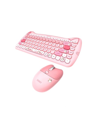 Km-6285 Catty Mini Wireless-bluetooth Kablosuz Ultra Sessiz Özel Tasarımlı Q Klavye Mouse Set Pembe Diğer