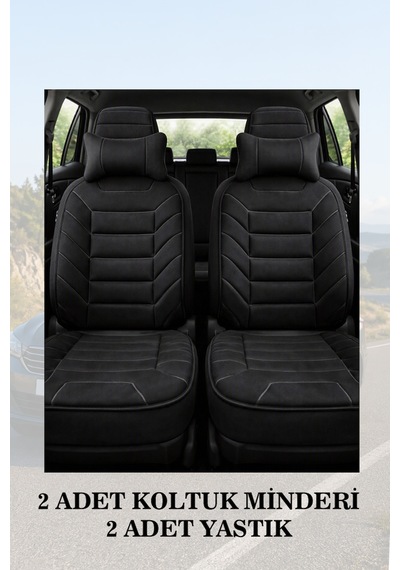 Jeep Grand Cherokee 2017 Uyumlu Lüks Premium Siyah Renk 2 Adet Minder Ve Yastık