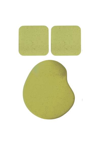 Oval Haki Rengi Kum Desen Bilek Destekli Mouse Pad + 2 Adet Kupa Fincan Bardak Altlığı Altlık Set