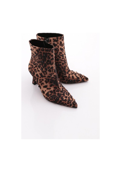 Dgn 8794 Kadin Zimbali Topuklu Bot Leopar
