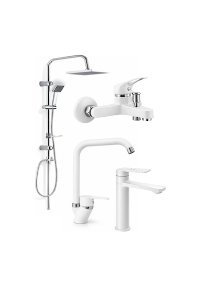 4'lü Full Set Beyaz Full Banyo Batarya Seti Ve Mutfak Bataryası Musluğu Diğer