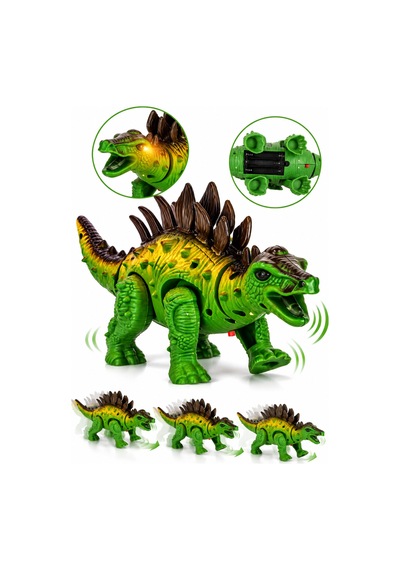 Sesli Işıklı Yürüyen Dinazor Oyuncak Stegosaurus Pilli Hareketli Büyük Boy Erkek Çocuk Oyuncak 28 Cm