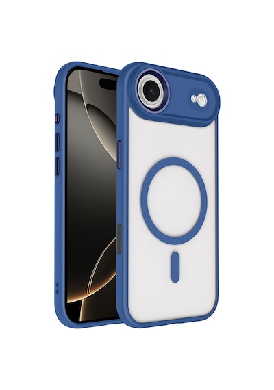 Nourthkiingdom Apple Uyumlu iPhone 17 Air Kılıf Wireless Şarj Özellikli Zore Krom M-safe Silikon Kapak - Lacivert Lacivert
