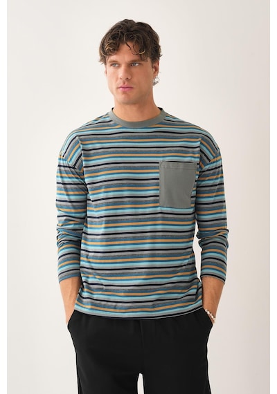 Alexander Gardi Cep Detaylı Çizgili T-shirt Yeşil