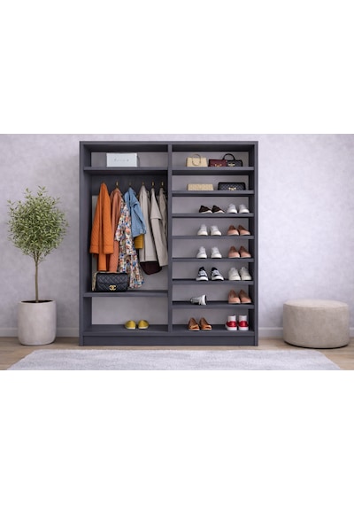 Vigor Tamamı Mdf Sürgülü Portmanto Vestiyer Ayakkabılık Füme 120 Cm Antrasit