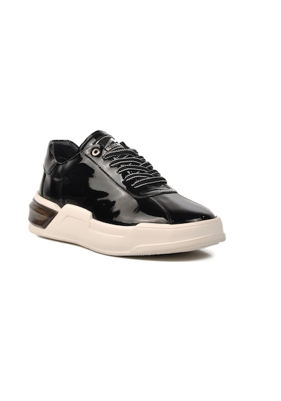 19197 Siyah Rugan Beyaz Hakiki Deri Erkek Sneaker 001