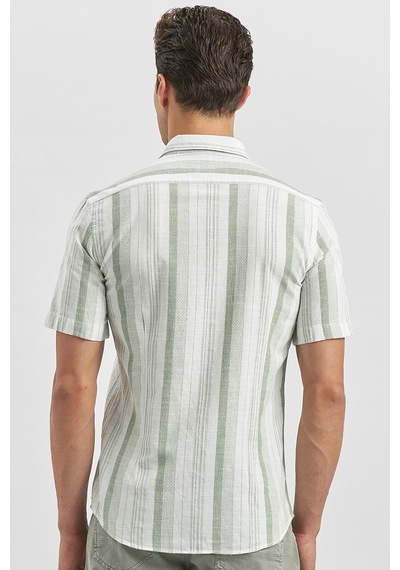 İmza Koyu Yeşil Kısa Kollu Çizgili Armürlü Pamuklu Casual Slim Fit Dar Kesim Gömlek 1004240243 Koyu Yeşil İmza Koyu Yeşil Kısa Kollu Çizgili Armürlü Pamuklu Casual Slim Fit Dar Kesim Gömlek 1004240243 Koyu Yeşil