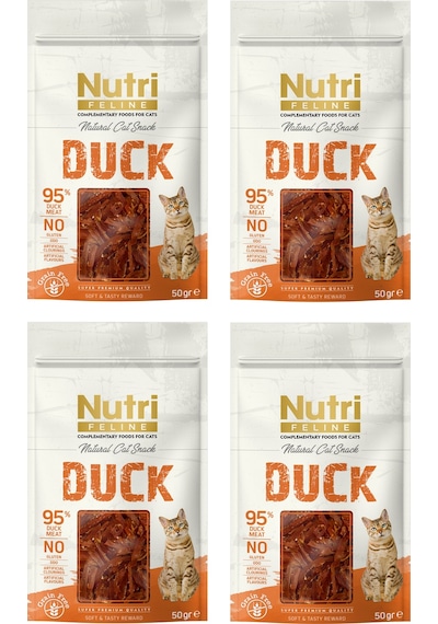 Nutri Feline Duck Ördek Etli Tahılsız Kedi Ödülü 50 Gr. X 4 Adet
